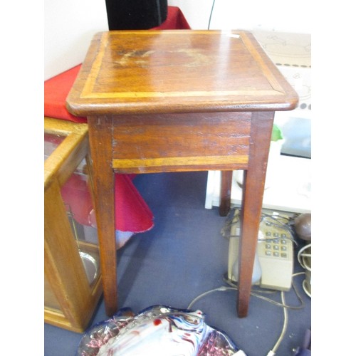 77 - WOODEN VINTAGE INLAID PLANT STAND