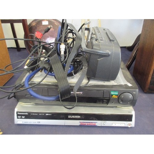 122 - PANASONIC DVD PLAYER, PANASONIC VHS RECORDER & A PORTABLE RADIO CASSETTE PLAYER