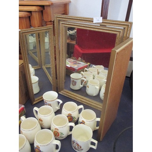 126 - GOLD COLOURED TRIPLE VANITY MIRROR WITH TILTING ACTION