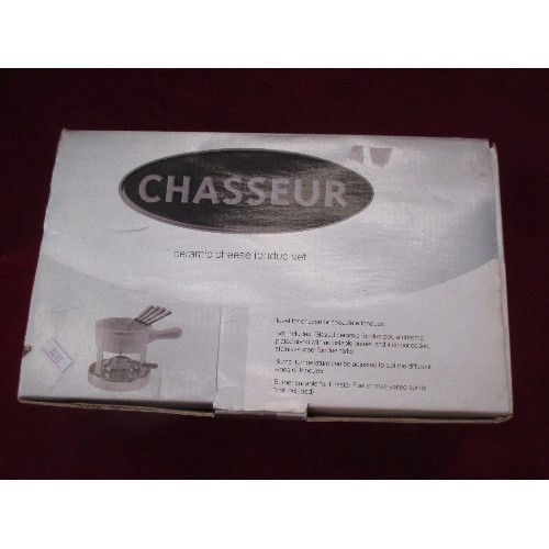 132 - BOXED CERAMIC CHEESE FONDUE SET