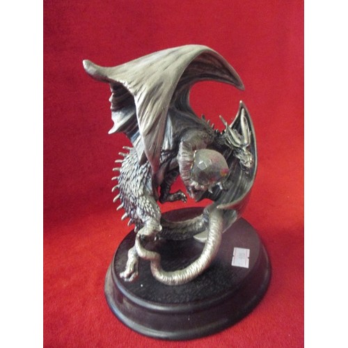 218 - LARGE TUDOR MINT PEWTER DRAGON WITH ORIGINAL BOX