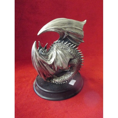 218 - LARGE TUDOR MINT PEWTER DRAGON WITH ORIGINAL BOX