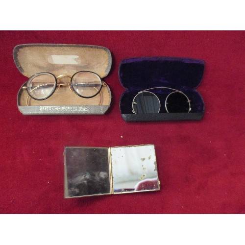 223 - 2 VINTAGE SPECTACLES & A HANDBAG MIRROR