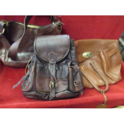 163 - 3 VINTAGE LEATHER BAGS INCLUDING MULBERRY STYLE BAG