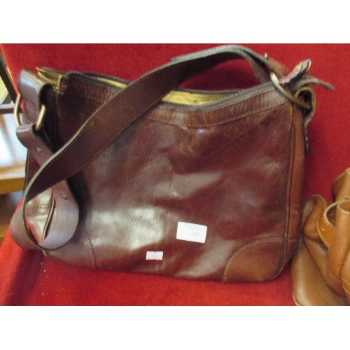 163 - 3 VINTAGE LEATHER BAGS INCLUDING MULBERRY STYLE BAG