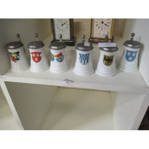 191 - 6 MINIATURE STEINS FEATURING COATS OF ARMS