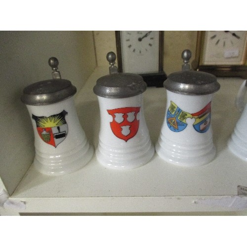 191 - 6 MINIATURE STEINS FEATURING COATS OF ARMS