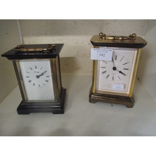 192 - 2 QUARTZ BRASS CARRIAGE CLOCKS