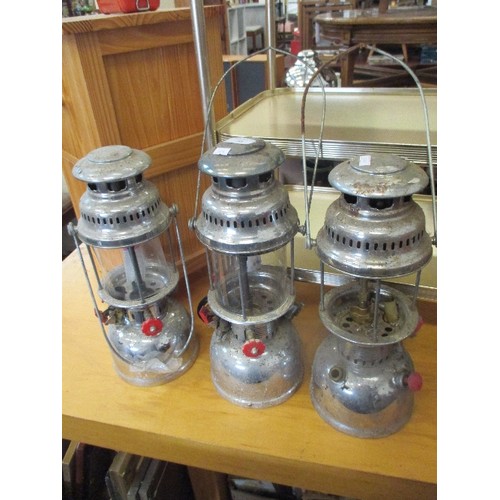 288 - 3 CHROMED PARAFFIN LANTERNS