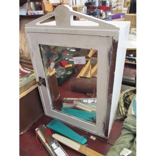 248 - WHITE PAINTED WALL BATHROOM CABINET WITH BEVEL EDGED MIRROR