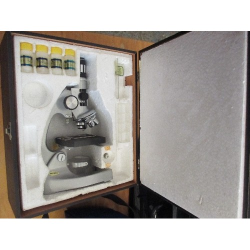 282 - 2 BOXED MICROSCOPES & A BOXED MICROMETER