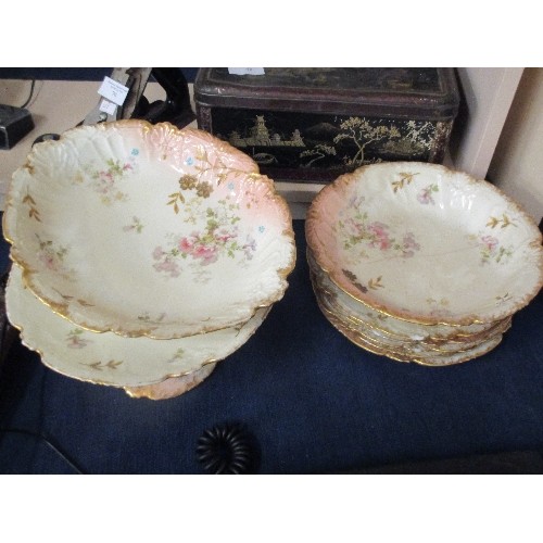 61 - LIMOGES PLATES, BOWLS & CAKE PLATE ON RAISED PEDESTAL