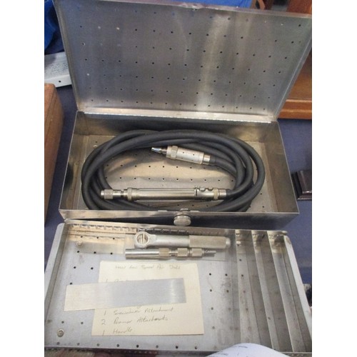 102 - ZIMMER PLASTER SAW IN ORIGINAL BOX + ZIMMER HAL ORTHAIRTOME LOW SPEED AIR DRILL IN ORIGINAL METAL BO... 