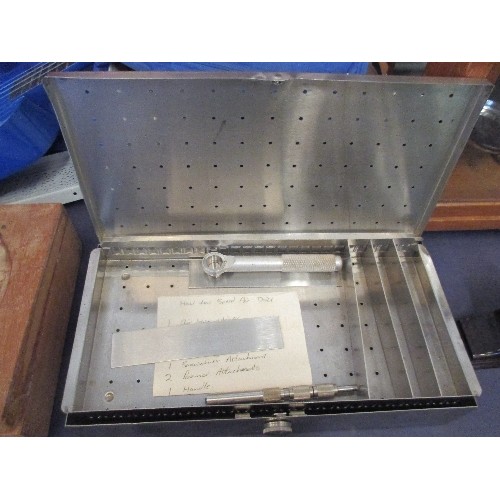 102 - ZIMMER PLASTER SAW IN ORIGINAL BOX + ZIMMER HAL ORTHAIRTOME LOW SPEED AIR DRILL IN ORIGINAL METAL BO... 