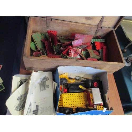 171 - WOODEN BOX OF MECCANO & A FURTHER SHOEBOX OF MECCANO