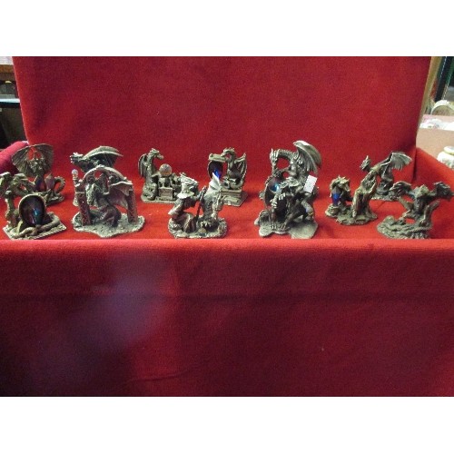 210 - 12 PEWTER DRAGONS