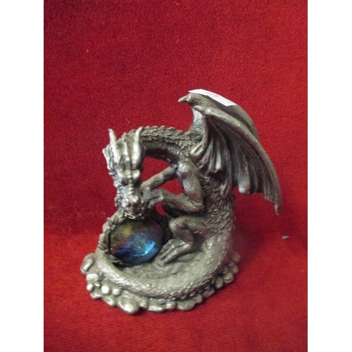 210 - 12 PEWTER DRAGONS