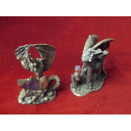 210 - 12 PEWTER DRAGONS