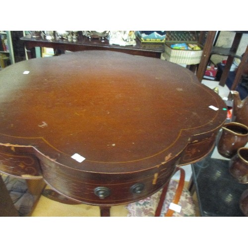 235 - SHAPELY VINTAGE SIDE TABLE WITH DRAWER ON TRIPOD LEGS