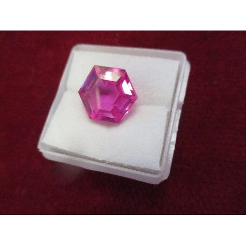 29 - BEAUTIFUL NATURAL PINK SAPPHIRE HEXAGONAL CUT GEMSTONE 10.50 CT WITH LABORATORY CERTIFICATE - 12MM X... 