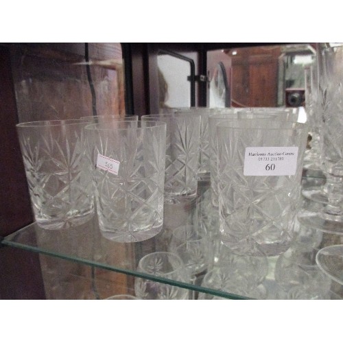 60 - GOOD SET OF CRYSTAL DRINKING GLASSES INCLUDING
8 CHAMPAGNE FLUTES, 8 SPIRIT TUMBLERS, 6 RED WINE, 8 ... 