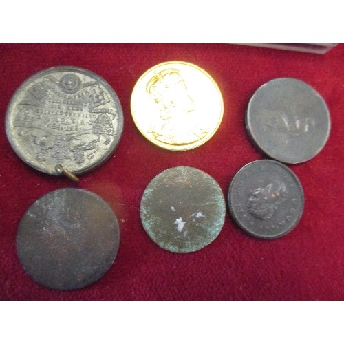 31 - COINS AND MEDALS INC A GEORGE III 1806 HALF PENNY (VF), VICTORIA GOLDEN JUBILEE 1887 MEDAL, 1953 BAT... 