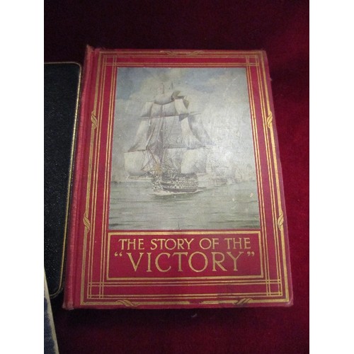 51 - VINTAGE BOOKS INCLUDING THE STORY OF HMS VICTORY, UNCLE TOM'S CABIN, LONGFELLOW POETICAL WORKS ETC