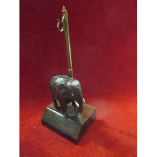 40 - EDWARDIAN CARVED WOODEN ELEPHANT POCKET WATCH STAND