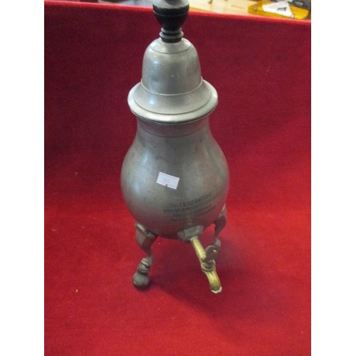 75 - DUTCH PEWTER URN DATED 7 MAY 1945 WITH BRASS TAP COMMEMORATING THE GERMAN SURRENDER