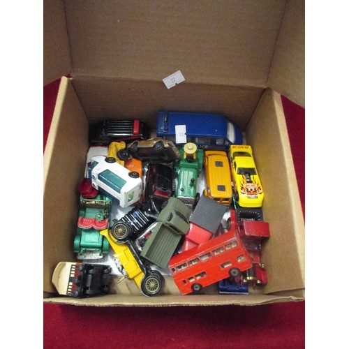 86 - BOX OF PLAYWORN TOY VEHICLES