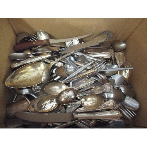 130 - BOX OF PLATED CUTLERY