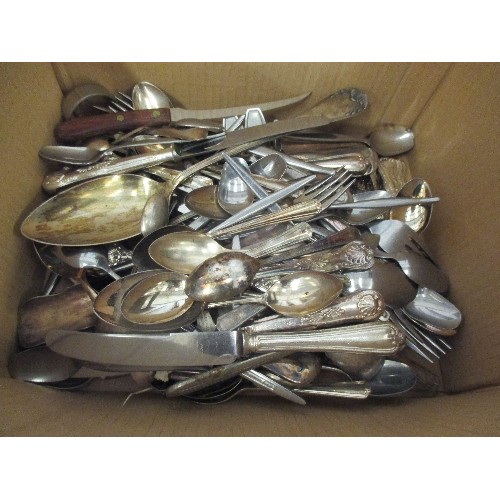 130 - BOX OF PLATED CUTLERY