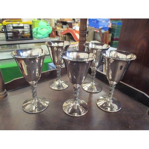 291 - SET OF 5 FALSTAFF SILVER PLATED GOBLETS