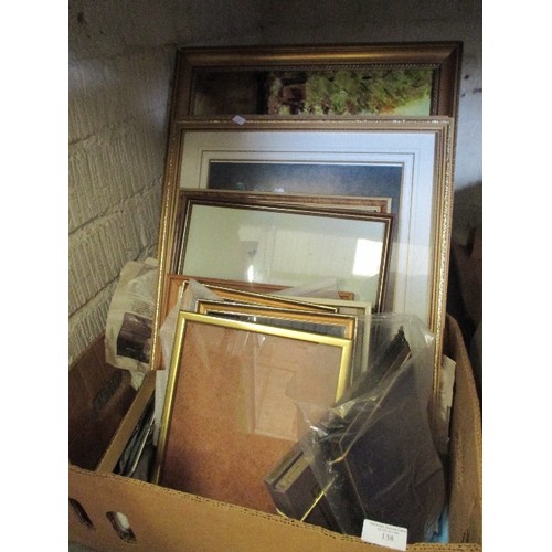 138 - BOX OF PICTURE FRAMES & PRINTS