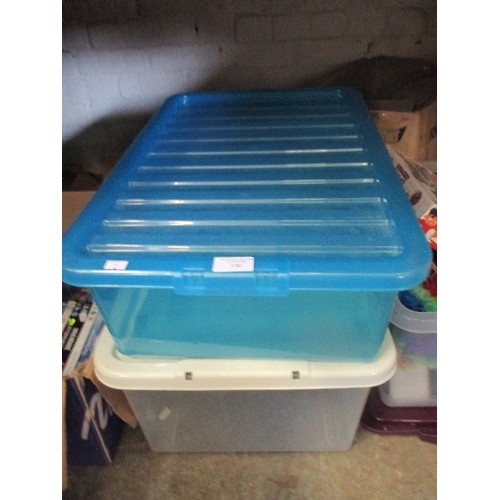 136 - 2 LIDDED PLASTIC STORAGE TUBS WITH LIDS