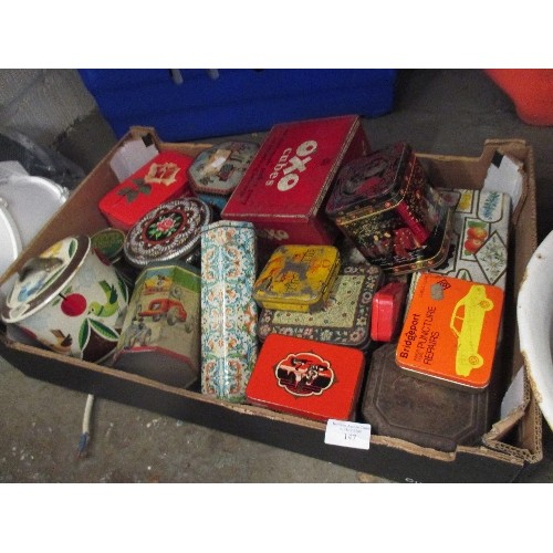 147 - BOX OF VINTAGE TINS