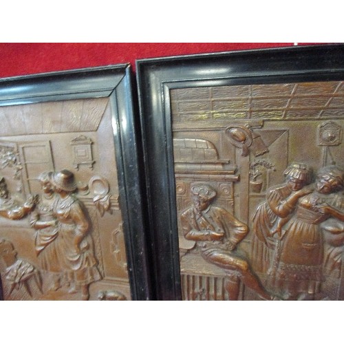 161 - PAIR OF ANTIQUE FRAMED BRONZE 3D PLAQUES