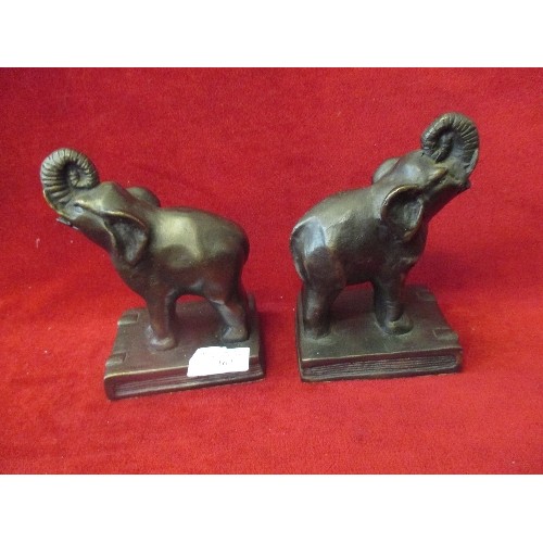 162 - PAIR OF SOLID BRONZE ELEPHANT BOOKENDS