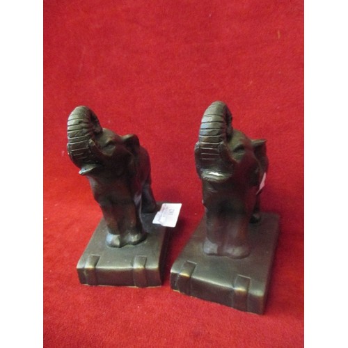 162 - PAIR OF SOLID BRONZE ELEPHANT BOOKENDS