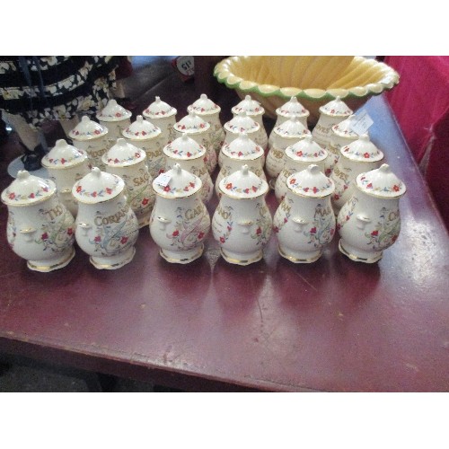 227 - 24 MRS BEETON'S CHINA SPICE JARS - MASONS IRONSTONE