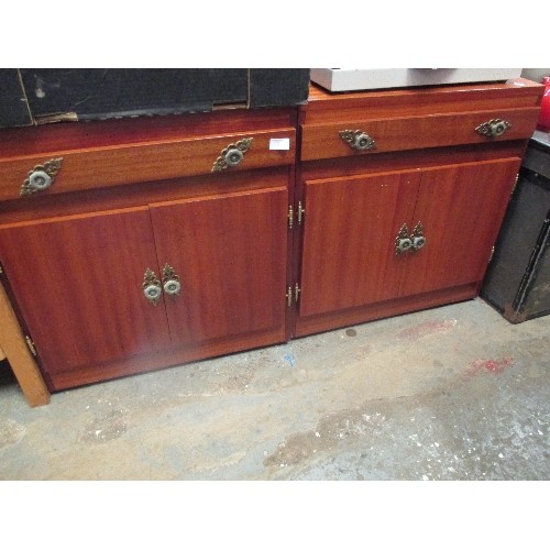 342 - PAIR OF TEAK SIDE CABINETS WITH DRAWERS