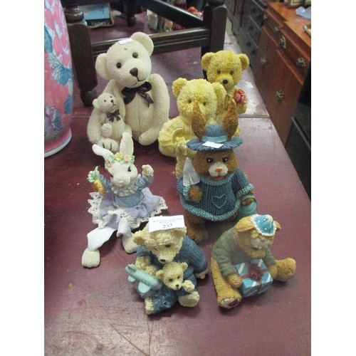 235 - MIXED BEAR & RABBIT RESIN FIGURES