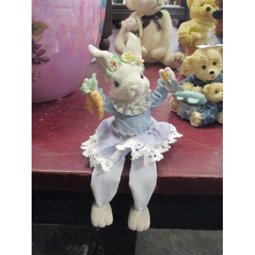 235 - MIXED BEAR & RABBIT RESIN FIGURES