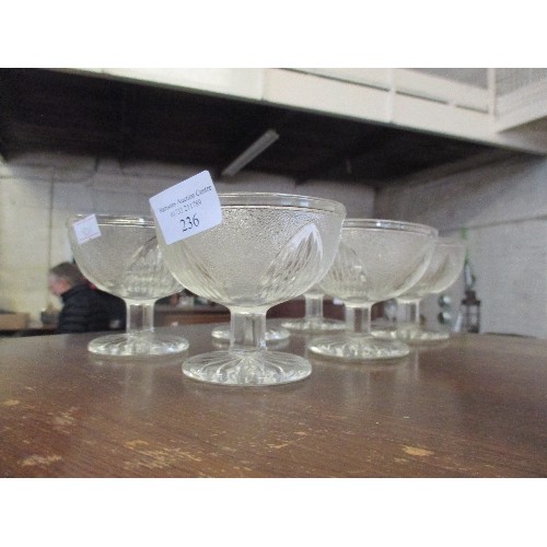 236 - SET OF 6 DECORATED GLASS STEM DESSERT BOWLS