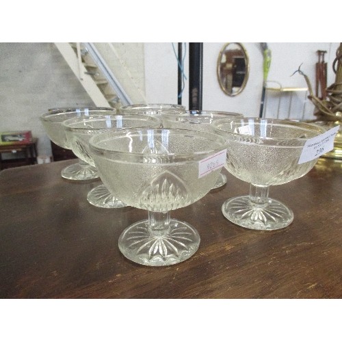 236 - SET OF 6 DECORATED GLASS STEM DESSERT BOWLS