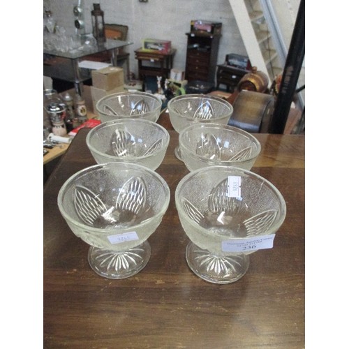 236 - SET OF 6 DECORATED GLASS STEM DESSERT BOWLS