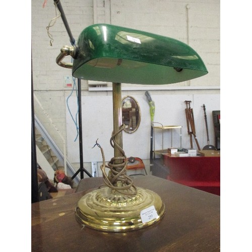 237 - BRASS & GREEN GLASS BANKERS DESK LAMP