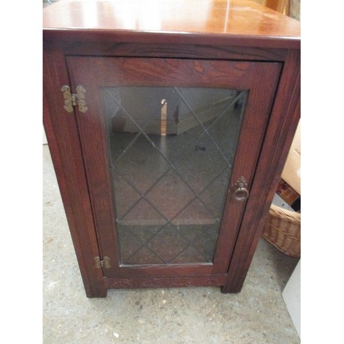 376 - GLASS FRONTED OAK CABINET