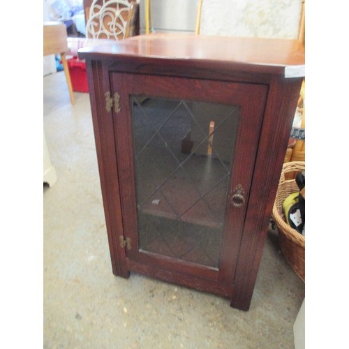 376 - GLASS FRONTED OAK CABINET