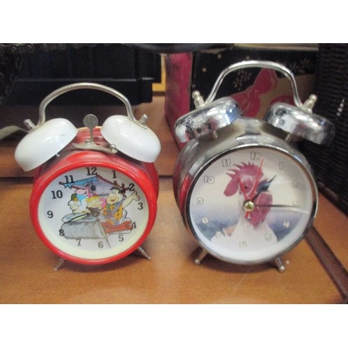 249 - 8 CLOCKS INCLUDING 2 COCKEREL ALARM CLOCKS, KITCHEN TIMER, AUSTRALIA ETC